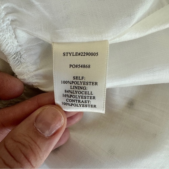 Current Air White Floral Tie Neck Ruffle A Line Swing Womens Size M Knee Length - Picture 14 of 15